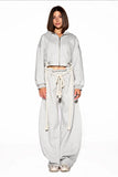 Cloud Nine Cropped Hoodie & Wide-Leg Jogger Set - Brown