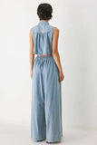 Blue Horizon Wide-Leg Denim Jumpsuit
