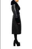 Kaya Black Faux Fur Leather Coat