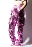 Metallic Pink Cargo Boot Pants