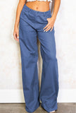 High-rise Wide Leg Twill Pants