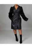 Faux Leather and Fur Jacket