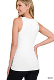 Ribbed Scoop Neck Henley Tank Top